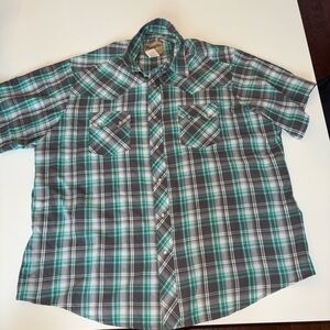 Wrangler Plaid Short Sleeve Dress Shirt